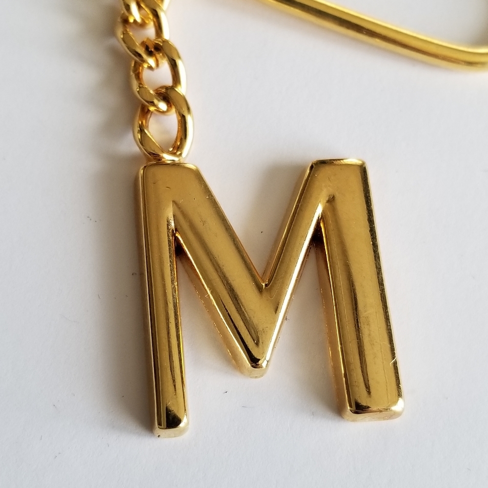 Relisted - M keychain letter initial key ring gold tone monogram - Picture 5 of 8